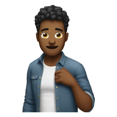 A guy grabbing at his shirt cuz he is nervous sticker