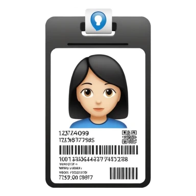 ID card with silhouette portrait and barcode sticker