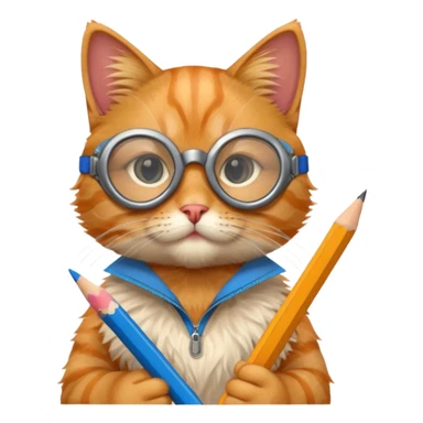 cat with pencil with blue goggles sticker