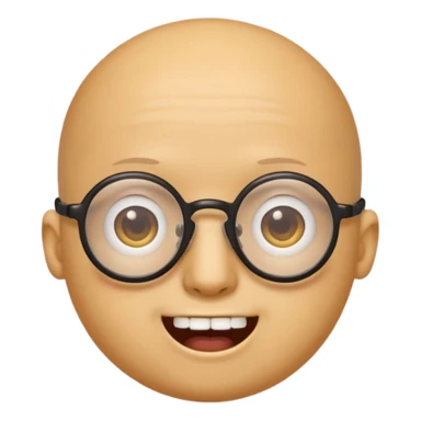 Créer un emoji nerd le perso doit être une tête basique d'emoji jaune tête ronde sans cheveux 🤓 avec une grosse paire de lunettes rectangulaires noires 3 petits boutons d'acné sur chaque joue et une dent qui dépasse  sticker