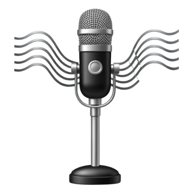 microphone on a stand with sound waves sticker