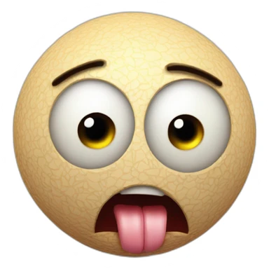 3d sphere with a cartoon nauseated skin texture with big kind eyes sticker