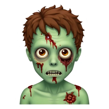 Zombie with lil bit curly medium brown hair sticker