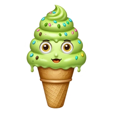 sprinkled green ice cream with eyes sticker