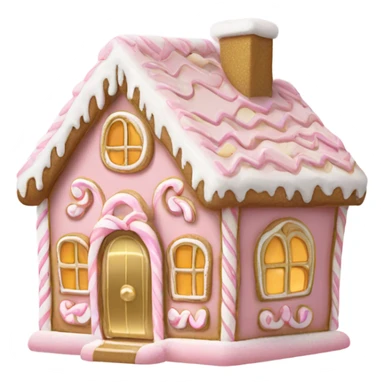 light pink and gold and white gingerbread house sticker