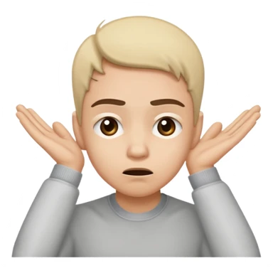 Person leaning forward with one hand behind their ear, eyebrows raised, confused face, as if saying "What? sticker