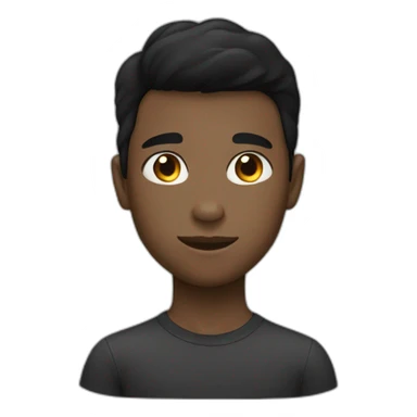 black-haired, dark and straight boy with a square face sticker