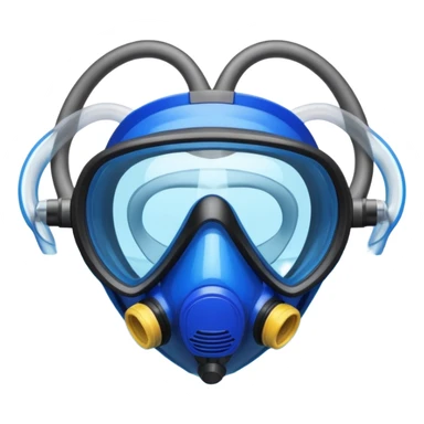 A blue heart made of clear, transparent water with a scuba mask sticker