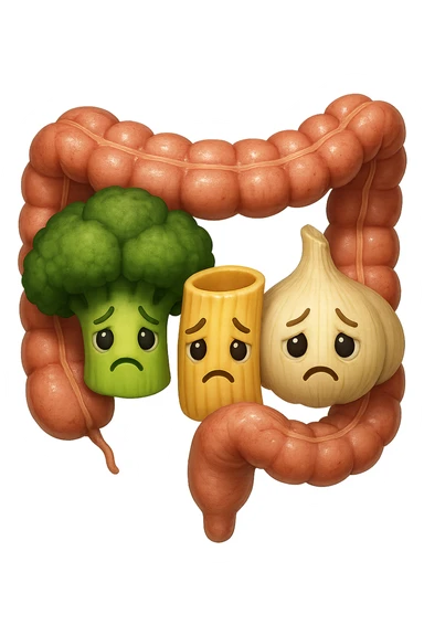 EMOJI STILE IPHONE DI broccolo, pasta, aglio con espressione triste, avvolti da pezzi di colon anatomico umano, IPERREALISTICO 4K sticker