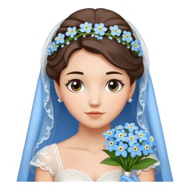 Bride with forget me not bouquet sticker