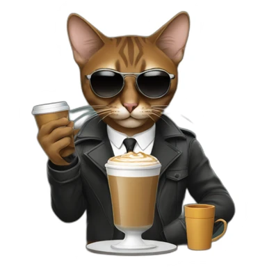 gangster-with-a-Abyssinian cat-gun-and-sunglasses-drinking-coffee sticker