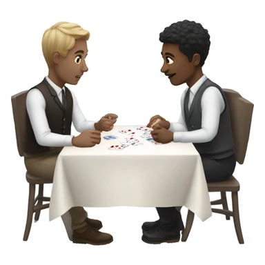 Two white people playing cards sticker