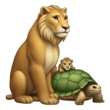 caneton sur le dos d’une loutre sur le dos d’une tortue sur le dos d’un lion sticker