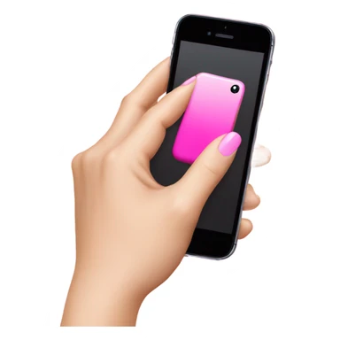 hand with pink nails holding iphone sticker