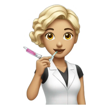 cosmetologist with a syringe in her hand sticker