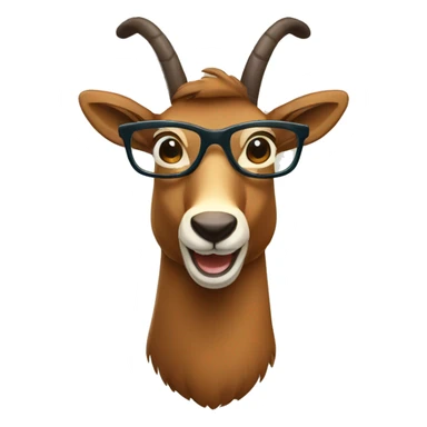 happy smart smiling brown chamois with glasses sticker