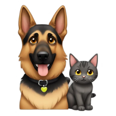 German Shepherd friends with a cat sticker