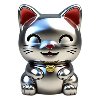Full chrome plated solid color uncluttered maneki neko 3d sticker