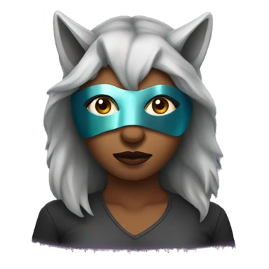Woman wearing Dark iridescent wolf mask sticker