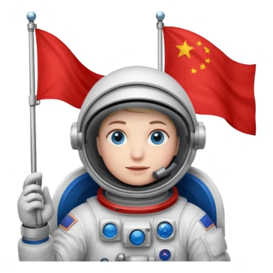 astronaut holding red flag sticker