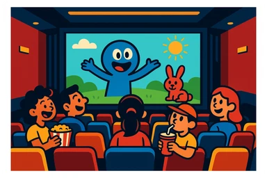 cinema scene, vibrant toon style, colorful, lively, detailed animation sticker