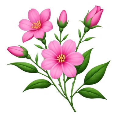big bouquet pink Balsamina flower stem, leaf sticker