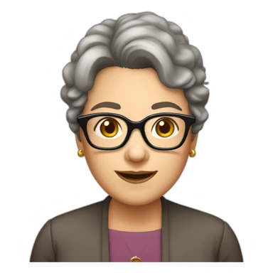50 year old lady, brown hair glasses pretty sticker