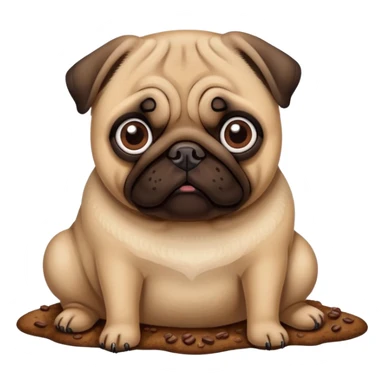 Pug with poop sticker
