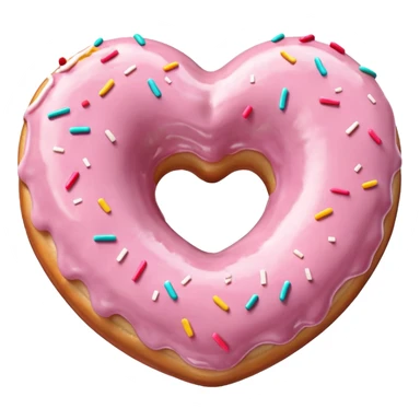 Realistic isolated heart shaped donut with pale pink & glaze. sticker