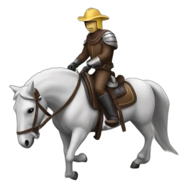 A man riding a horse wearing a las anvil helmet sticker