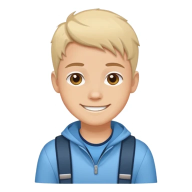 Cartoon avatar sticker of a young person, friendly smile, modern outfit, clean vector illustration, thick outline, flat colors, simple background, sticker style, high quality, transparent background sticker