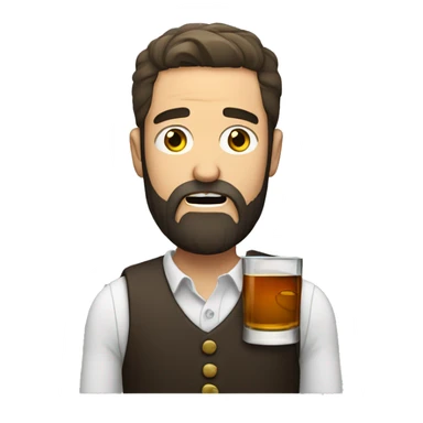 bearded man crying holding whiskey sticker