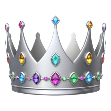 silver feminine dainty crown with rainbow gemstones sticker