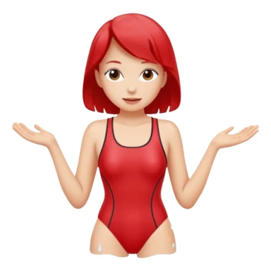 Woman Red onepiece, Background Indoor pool sticker