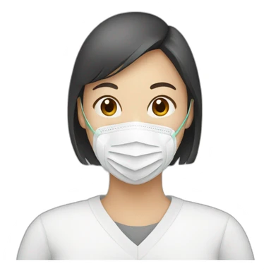 Asian woman wearing white N95 respirator sticker