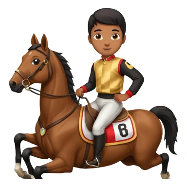 black boy riding horse wearing racing cloth black sticker