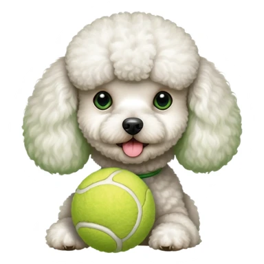 Poodle with tennis ball sticker