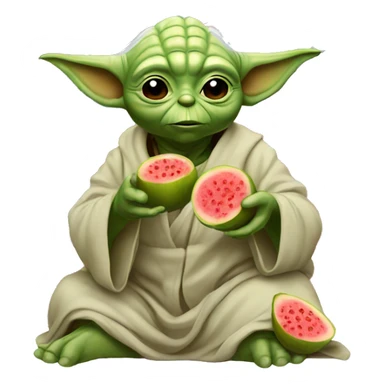 yoda eating guava with the flag of usa sticker