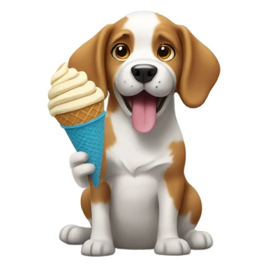 A dog eating icecream at the beach sticker