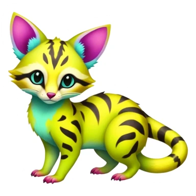Exotic randomly colored colorful light cute lush neon-colored brightly colored Fakémon-Fionbri-Vernid-Genet-creature with markings (full body) sticker