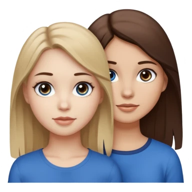 three people who are friends and the features are as follows: one girl who is white, has brown hair and brown eyes; one girl who is dirty blonde with blue eyes; one girl who is tan with dark brown hair and dark brown eyes sticker