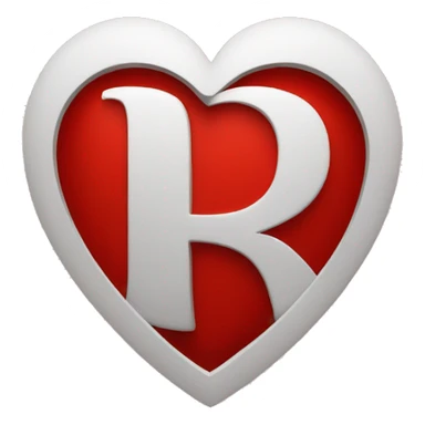 letter r inside a red heart sticker