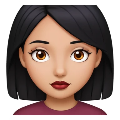 Girl with black hair and skin like vinous sticker