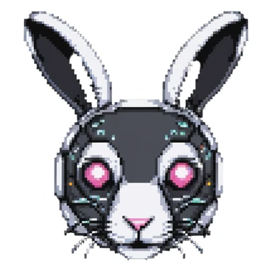 futuristic rabbit robot face, only the face sticker