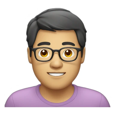 heavy asian guy with neck length hair wearing spectacles sticker