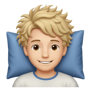 create emoji of a boywho is lying in the bed  in the morning and its time to wake up he should smile  sticker
