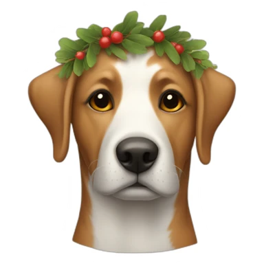 dog with rustic wreath on head sticker