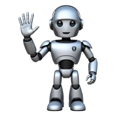 fullbody tesla bot, waving hand sticker