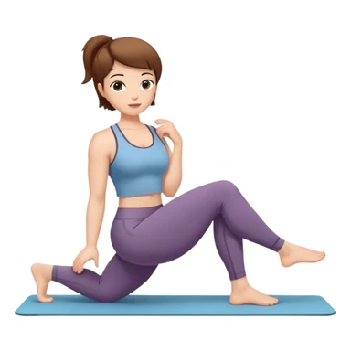 Pretty, sexy, mature, slightly curvy white Woman with short brown hair doing Pilates exercises  sticker
