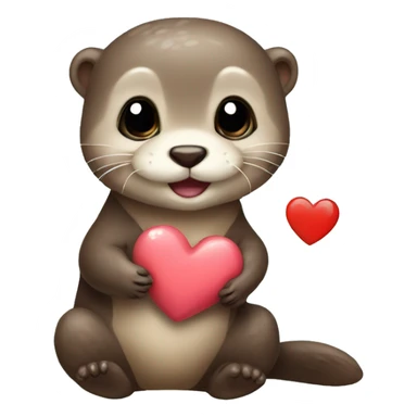 Baby otter with heart sticker